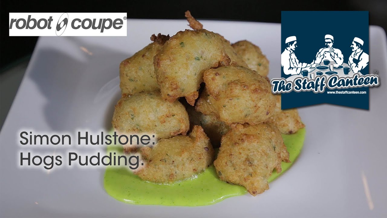 Michelin star chef Simon Hulstone creates hogs pudding beignets with parsley emulsion